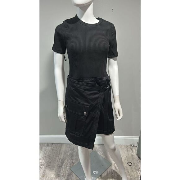 Veronica Beard Valerio Black Stretch Cotton Wrap-Effect Minidress Size Smalll - Picture 7 of 12